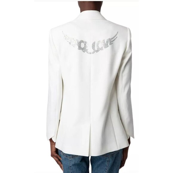 Zadig&Voltaire Women's Back Letter Wings Pressed Diamond Simple Jacquard Blazer - Picture 2 of 12